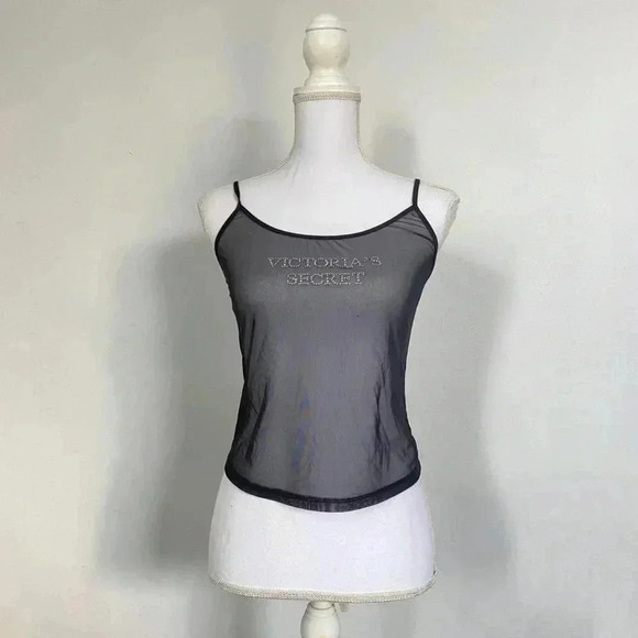 Victoria's Secret Tops - Black Victoria’s Secret micro mesh bedazzled tank top.